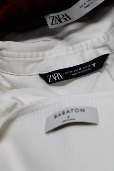Zara Babaton Womens Striped Long Sleeve Cropped Blouse Top White Size XS S Lot 3