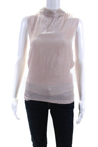 Peserico Womens Velour Collared Back Buttoned Sleeveless Blouse Pink Size EUR44