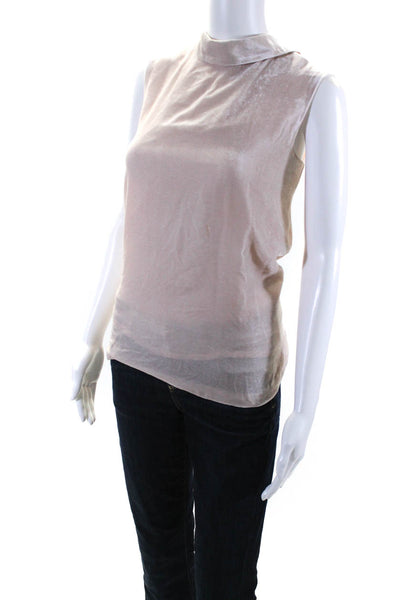 Peserico Womens Velour Collared Back Buttoned Sleeveless Blouse Pink Size EUR44