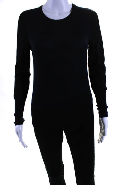 Rag & Bone Womens Crew Neck Ribbed Trim Sweatshirt Navy Black Wool SIze XS