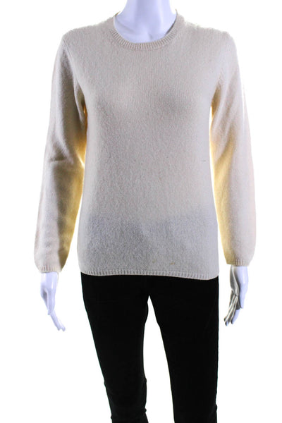 Aida Barni Womens Long Sleeve Crew Neck Cashmere Sweater White Size Small