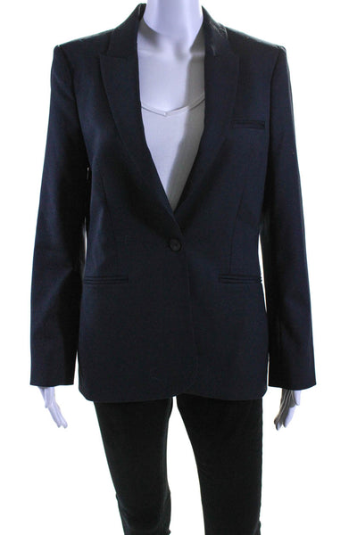 Cefinn Womens Dark Navy Blue One Button Long Sleeve Blazer Jacket Size 6