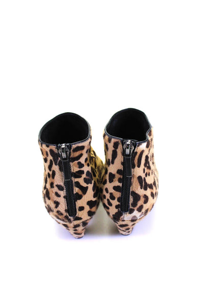 Dior Womens Leopard Printed Pony Hair Kitten Heels Boots Beige Size 36.5 6.5