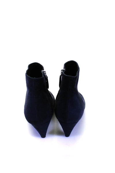 Prada Womens Suede Zip Up Low Heel Ankle Boots Booties Navy Blue Size 37 7