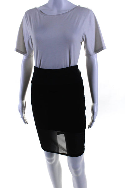 Lululemon Womens Mesh Overlay High Rise Knee Length Pencil Skirt Black Size S