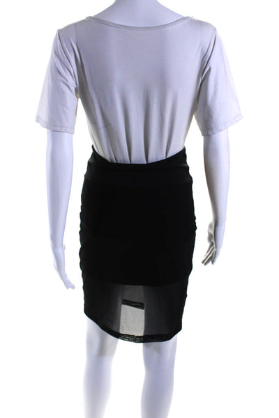 Lululemon Womens Mesh Overlay High Rise Knee Length Pencil Skirt Black Size S