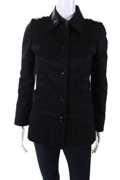 Dolce & Gabbana Womens Button Front Collared Light Jacket Black Size IT 36