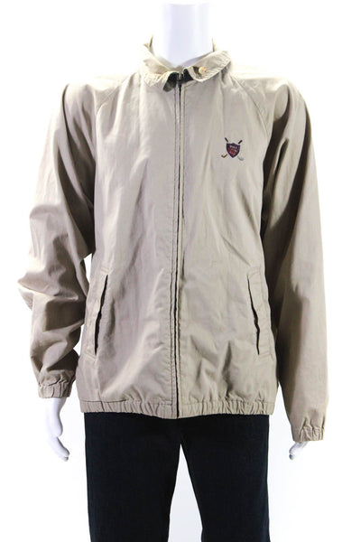 Polo Ralph Lauren Mens Khaki Cotton Collar Long Sleeve Bomber Jacket Size M