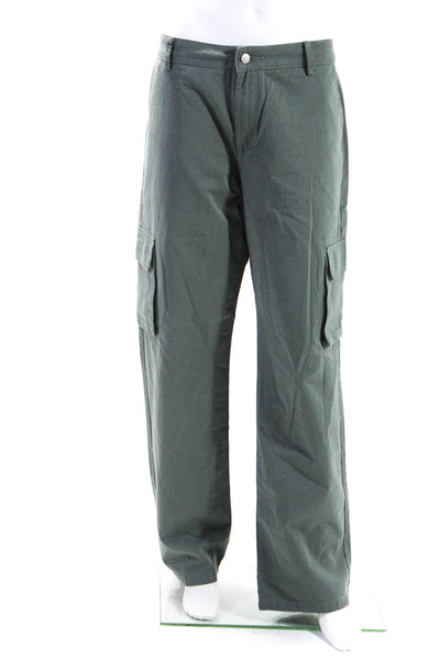 Superdown Womens Green Cotton High Rise Straight Cargo Pants Size L