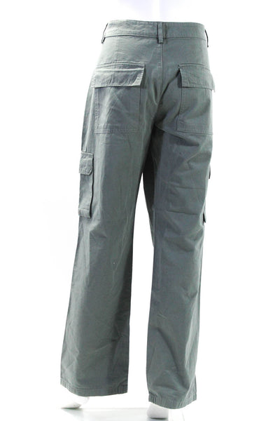 Superdown Womens Green Cotton High Rise Straight Cargo Pants Size L