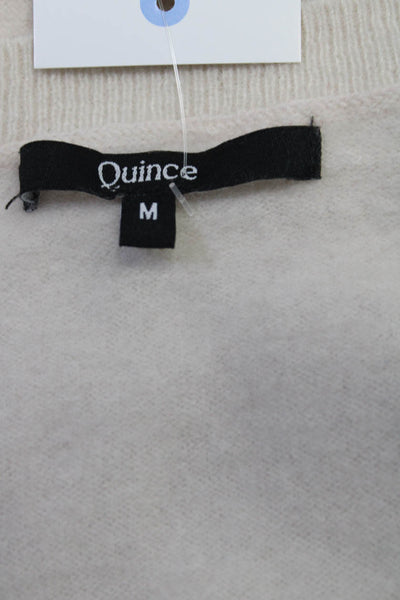 Quince Womens Short Sleeve Crew Neck Sweater Ecru Cashmere Size Medium
