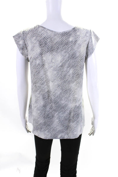 Joie Womens Short Sleeve Keyhole Oversized Snake Print Silk Top Gray Size XS