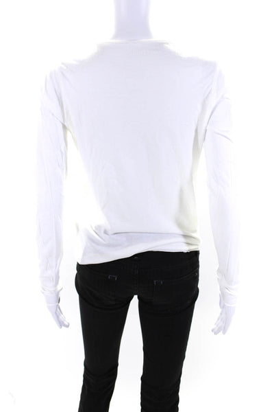 Zadig & Voltaire Womens Long Sleeve V Neck Heartbreaker Tee Shirt White Size XS