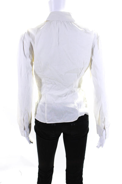 Brunello Cucinelli Womens Button Front Collared Shirt White Cotton Extra Small