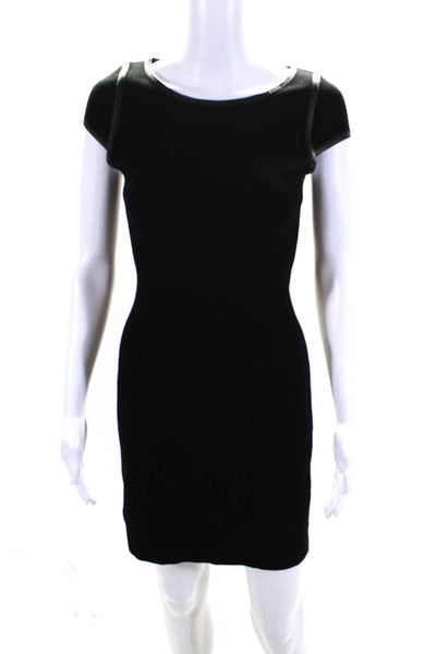 Bruno Manetti Womens Cap Sleeve Scoop Neck Knit Sheath Dress Black Size IT 40