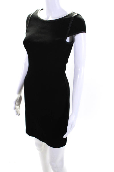 Bruno Manetti Womens Cap Sleeve Scoop Neck Knit Sheath Dress Black Size IT 40