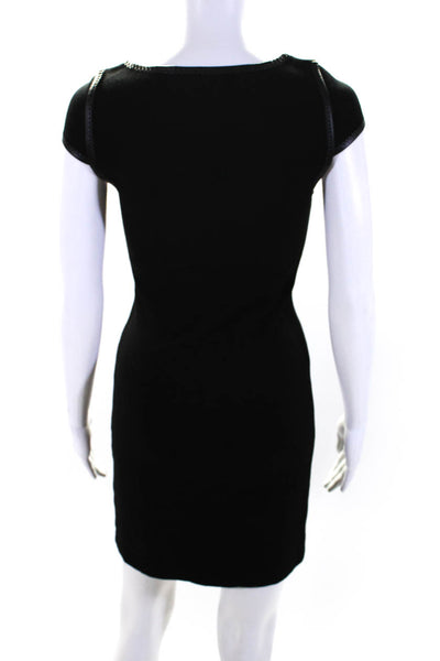 Bruno Manetti Womens Cap Sleeve Scoop Neck Knit Sheath Dress Black Size IT 40