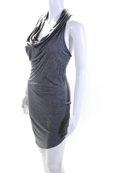 Helmut Womens Sleeveless Cowl Neck Knit Sheath Dress Gray Size Petite