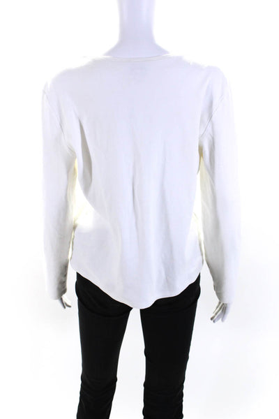 Eileen Fisher Womens Long Sleeve Scoop Neck Boxy Shirt White Cotton Size Large