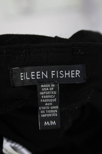 Eileen Fisher Womens Elastic Waistband High Rise Pleated Knit Pants Black Medium