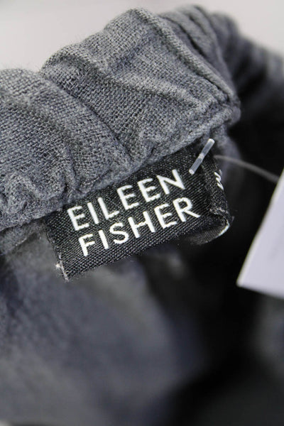 Eileen Fisher Womens Elastic Waistband Pleated Straight Leg Pants Gray Medium
