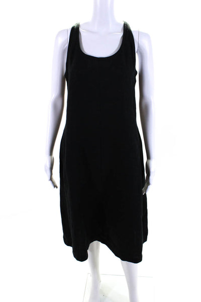 Eileen Fisher Womens Sleeveless Scoop Neck Linen Shift Dress Black Size Large