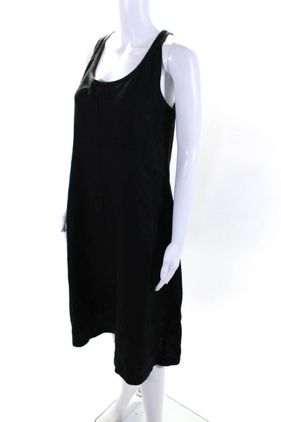 Eileen Fisher Womens Sleeveless Scoop Neck Linen Shift Dress Black Size Large