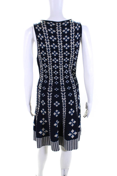 Cynthia Steffe Womens Knit Geometric Fit & Flare Sleeveless Dress Navy Medium