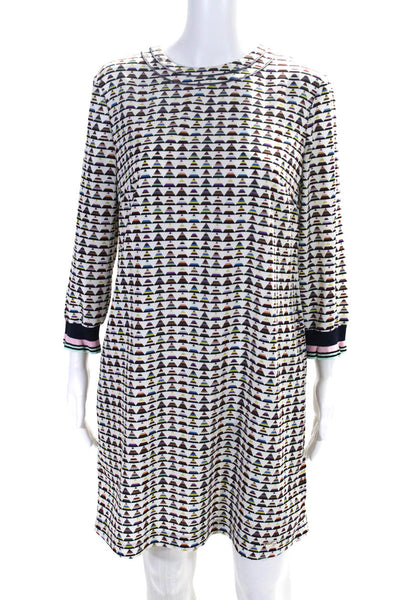 Ted Baker Womens 3/4 Sleeve Geometric Print Shift Dress Multicolor Size 3