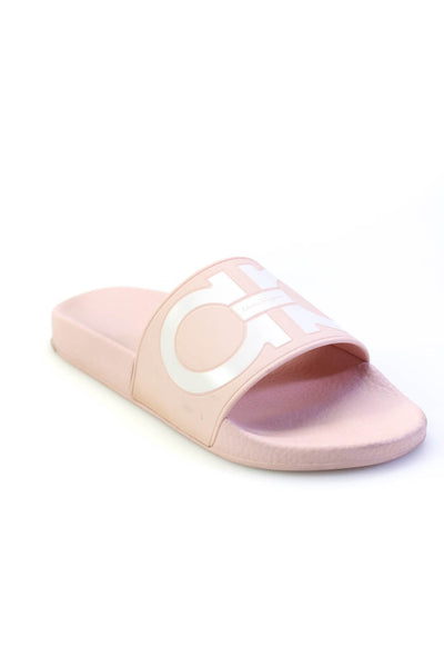 Salvatore Ferragamo Women's Open Toe Rubber Slip-On Slides Sandals Pink Size 8