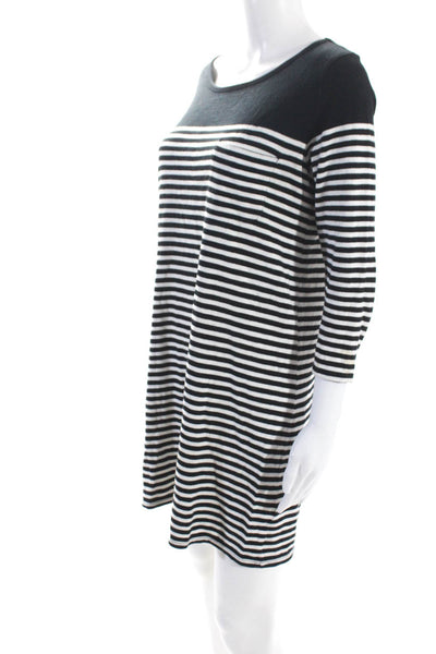 Soft Joie Womens 3/4 Sleeve Scoop Neck Striped Dress Black White Size Small