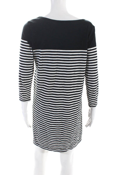 Soft Joie Womens 3/4 Sleeve Scoop Neck Striped Dress Black White Size Small