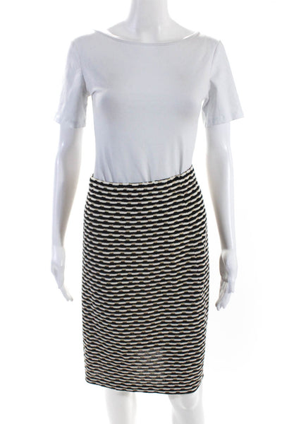 St. John Collection By Marie Gray Womens Stripe Santana Knit Skirt Black White 4