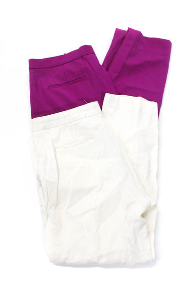 J Crew Womens Zipper Fly Straight Cropped Woven Pants Magenta White 4 6 Lot 2