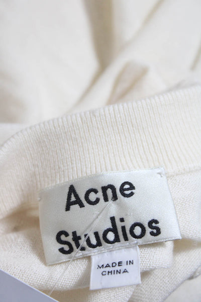 ACNE Studios Womens Delight Crew Neck Thin Knit Oversize Sweater Ecru Size XS