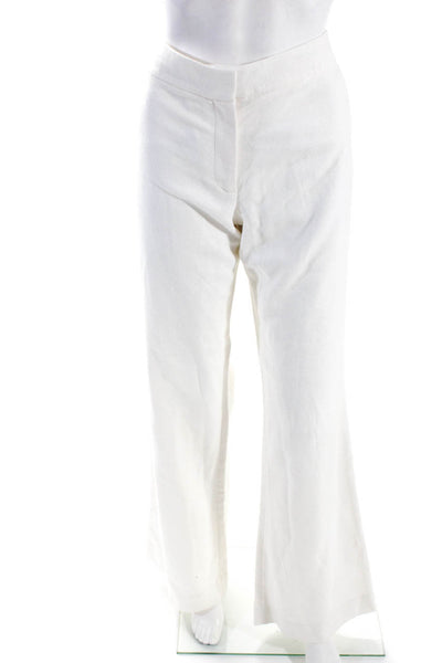 Prabal Gurung Womens Mid Rise Jacquard Flare Dress Pants White Size 4