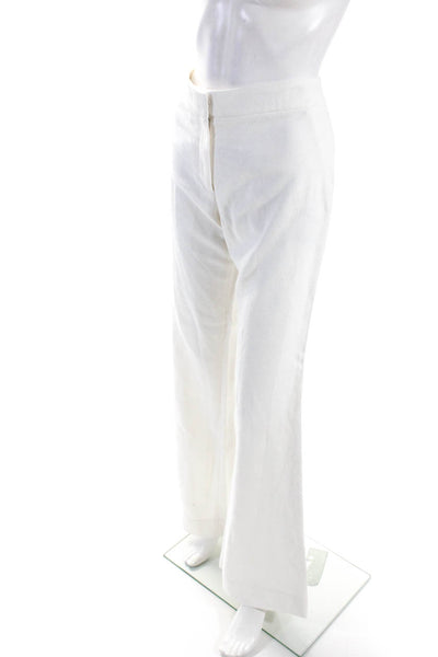 Prabal Gurung Womens Mid Rise Jacquard Flare Dress Pants White Size 4