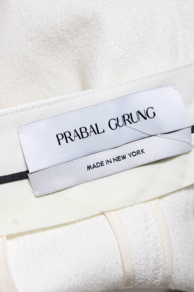 Prabal Gurung Womens Mid Rise Jacquard Flare Dress Pants White Size 4