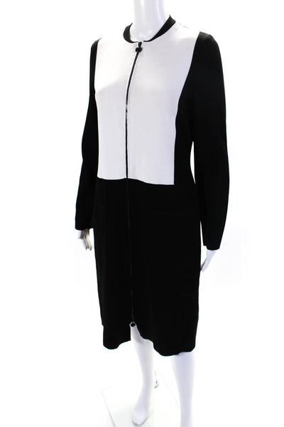 Giorgio Armani Womens Long Sleeves Full Zipper Dress Black White Size EUR 42