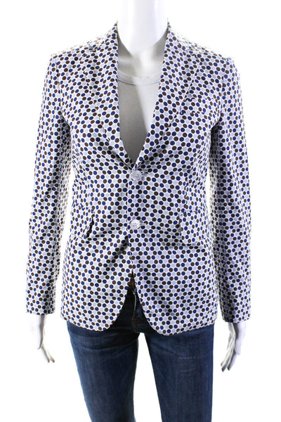Dsquared2 Womens Cotton Polka Dot Buttoned Collared Blazer Blue Size EUR32