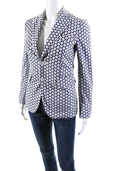 Dsquared2 Womens Cotton Polka Dot Buttoned Collared Blazer Blue Size EUR32