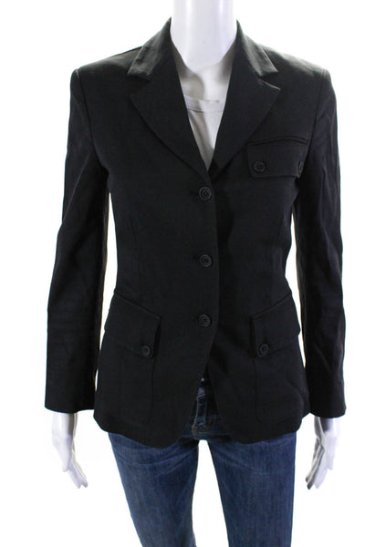 Belstaff Womens Cotton Collared Long Sleeve Buttoned Blazer Black Size EUR40