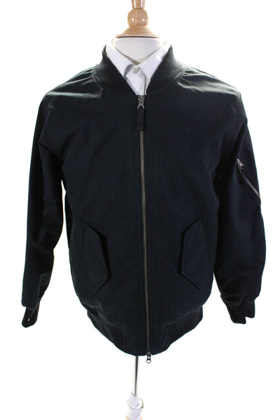 Everlane Mens Cotton V-Neck Full Zip Up Bomber Jacket Coat Black Size XXS