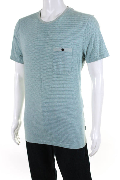 Ted Baker London Mens Green Cotton Printed Crew Neck Short Sleeve T-Shirt Size 4