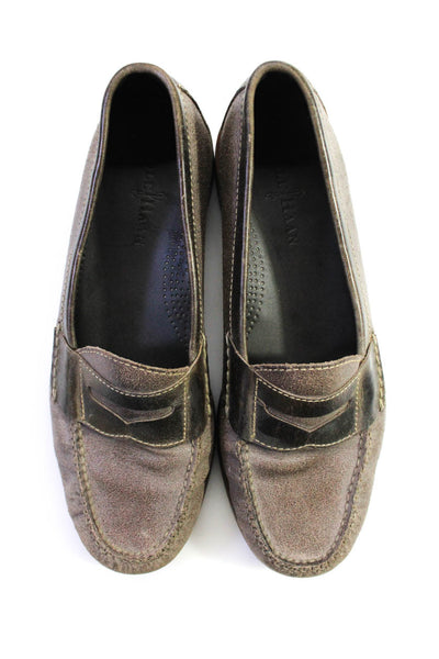 Cole Haan Mens Taupe Brown Suede Slip On Loafer Shoes Size 10D