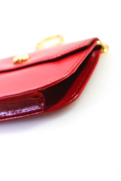 Gumps Womens Leather Gold Tone Button Snap Mini Purse Key Chain Red