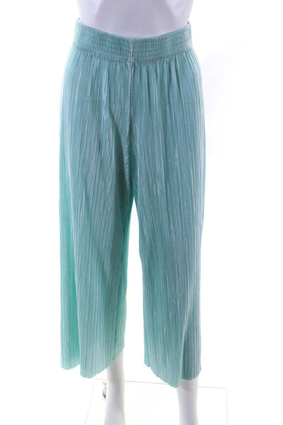 Alice + Olivia Womens Green Pleated Pull On High Rise Wide Leg Pants Size S