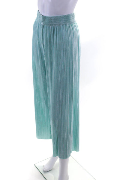 Alice + Olivia Womens Green Pleated Pull On High Rise Wide Leg Pants Size S