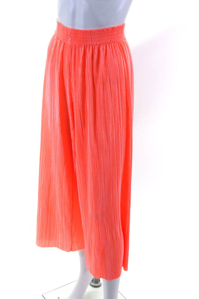 Alice + Olivia Womens Orange Pleated High Rise Pull On Wide Leg Pants Size S