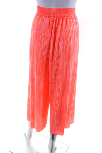 Alice + Olivia Womens Orange Pleated High Rise Pull On Wide Leg Pants Size S